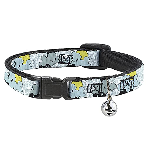 Cat Collar Breakaway Cloudy Skies Rain Clouds White Blues 8 to 12 Inches 0.5 Inch Wide