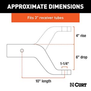 CURT 45431 Industrial Duty Forged Trailer Hitch Ball Mount, Fits 3-Inch Receiver, 21,000 lbs, 1-1/4-Inch Hole, 6-Inch Drop, 4-Inch Rise