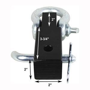 MaxxHaul 70250 Receiver Hitch D-Ring (with 3/4" Forged Shackle and Solid Shaft for Vehicle Recovery Towing)