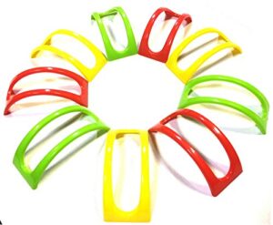 9pc colorful stackable alazco taco holder stand server - for soft & hard shell taco - backyard party picnic fiesta (3 red, 3 green, 3 yellow) bpa free