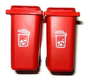 desk top mini plastic trash can small waste bin with lid, set of 2