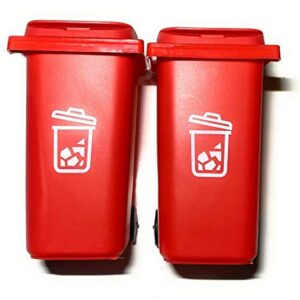 Desk Top Mini Plastic Trash Can Small Waste Bin with Lid, Set of 2