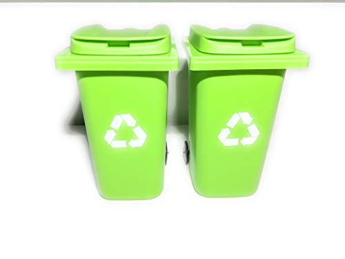 Desk Top Mini Plastic Trash Can Small Waste Bin with Lid, Set of 2