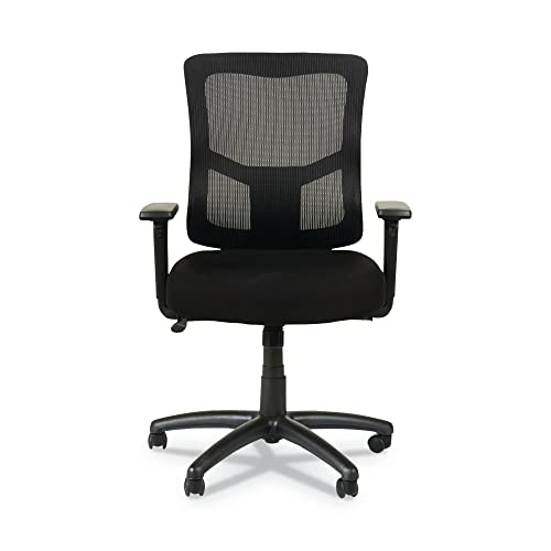 Alera ALEELT4214F Elusion II Series 275 lbs. Capacity Mesh Mid-Back Swivel/Tilt Chair with Adjustable Arms - Black