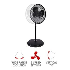 Alera ALEFANP16B 120V 0.37 Amp 3-Speed 16 in. Corded Pedestal Stand Fan - Black