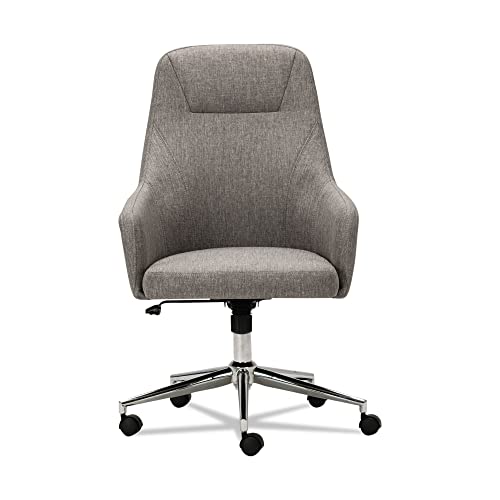 Alera ALECS4151 Captain Series Chrome Base 275 lbs. Capacity High-Back Chair - Gray Tweed