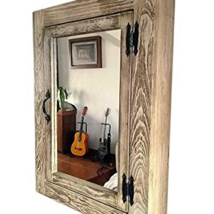 Solid Wood Whitewash Rustic Medicine Cabinet/Surface Mount/Handmade