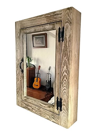 Solid Wood Whitewash Rustic Medicine Cabinet/Surface Mount/Handmade