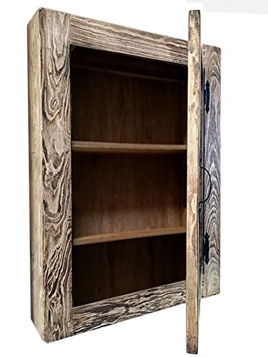 Solid Wood Whitewash Rustic Medicine Cabinet/Surface Mount/Handmade