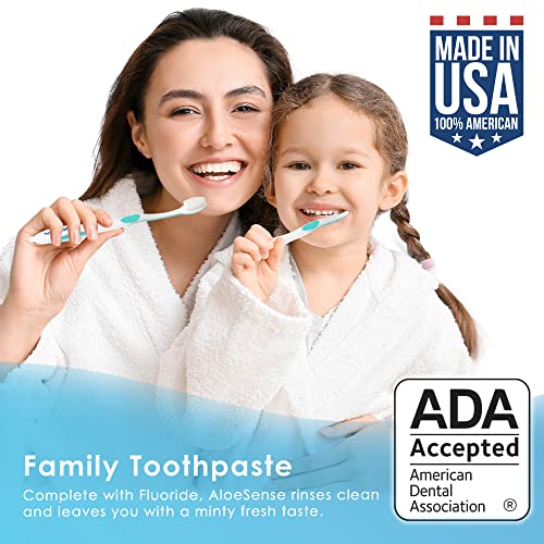 AloeSense Fluoride Toothpaste, Naturally Soothing Toothpaste Sensitive Teeth and Gum Care with Aloe Vera, Allantoin & Fresh Mint Flavor, Gentle & Natural Toothpaste, ADA Approved (5-oz, 6 Count)