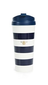 kate spade new york insulated thermal travel mug tumbler, 16 ounces, navy stripe (bee)