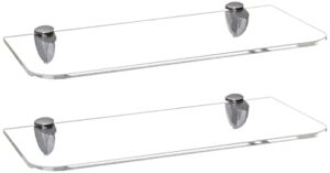 jusalpha 2 pack of acrylic glass wall mounted floating shelves with metal adjustable shelf bracket wall mount, 03 (12'' x 6'')