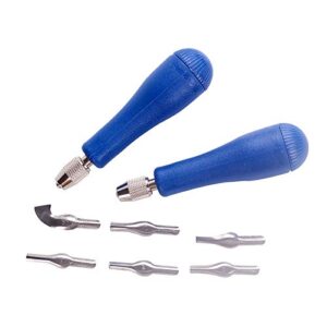 falling in art block cutters- craft linoleum carving tools with 6 type blades and 2 plastic storage handles