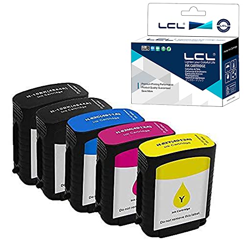 LCL Compatible Ink Cartridge Replacement for HP 10 82 C4844A C4911A C4912A C4913A Designjet 500 500ps 500Plus 800 800ps 815 815mfp 820 820mfp (5-Pack 2Black Cyan Magenta Yellow)