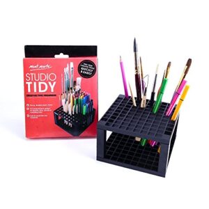 MONT MARTE Studio Tidy 2 Pack. 96 Hole Plastic Pencil & Brush Holder for Paint Brushes, Pencils, Markers, Pens and Modeling Tools. Provides Excellent Art Studio Organization.