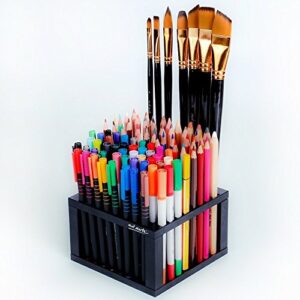 MONT MARTE Studio Tidy 2 Pack. 96 Hole Plastic Pencil & Brush Holder for Paint Brushes, Pencils, Markers, Pens and Modeling Tools. Provides Excellent Art Studio Organization.