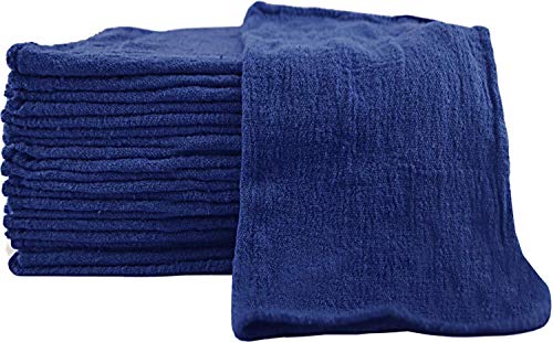 Utopia Towels 100 Pack Commercial Shop Towels - Cleaning Rags (Blue, 100)