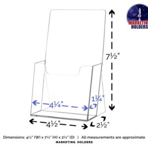Marketing Holders Tri Fold Display 4.25”W Pamphlet Menus Maps Organizer Value Pack of 2 Countertop Clear Acrylic Single Pocket Brochure Holder Ad Trade Show Flyer