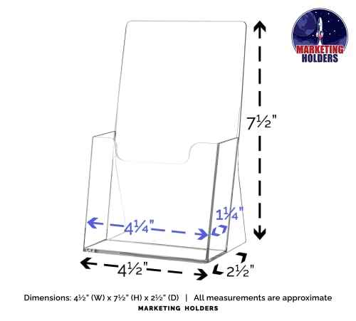 Marketing Holders Tri Fold Display 4.25”W Pamphlet Menus Maps Organizer Value Pack of 2 Countertop Clear Acrylic Single Pocket Brochure Holder Ad Trade Show Flyer