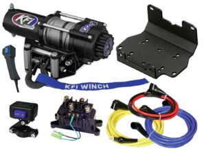 kfi a3000 3000lb winch & 101275 winch mount kit compatible/replacement for 2016-2021 yamaha grizzly 700 4x4