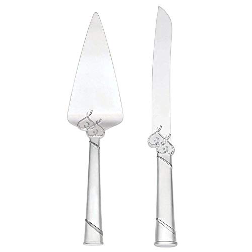 Lenox True Love Silver Personalized Wedding Cake Cutting Set, Engraved Wedding Cake Knife and Server, Wedding Cake Cutter