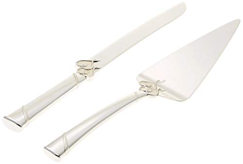 Lenox True Love Silver Personalized Wedding Cake Cutting Set, Engraved Wedding Cake Knife and Server, Wedding Cake Cutter