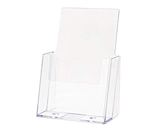 Marketing Holders BiFold Display 5.5”W Clear Acrylic Single Pocket Value Pack of 12 Countertop Pamphlet Flyers Rack Cards Leaflets Freestanding Desks Brochure Holder Ad Trade Show Flyer