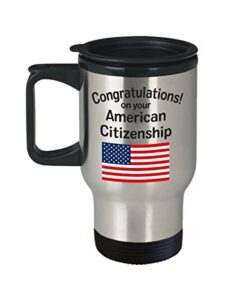 american citizenship mug with flag - stainless travel mug - great gift idea
