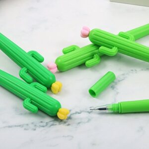 TOODOO 12 Pieces Cactus Rollerball Pens 0.5 mm Black Ink Pens Vibrant Cute Plant Pen for School Home Office (12 Pieces)