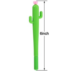 TOODOO 12 Pieces Cactus Rollerball Pens 0.5 mm Black Ink Pens Vibrant Cute Plant Pen for School Home Office (12 Pieces)