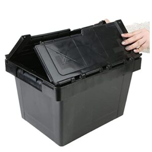 Mind Reader CRATE-BLK 16 Quart, 4 Gallon, Storage Bin, Stackable Heavy Duty Storage Crate, Black