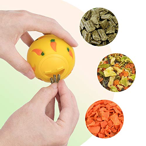 Niteangel Treat Ball, Snack Ball for Guinea Pigs, Rabbits, Hedgehogs and Other Small Pets (Small, Yellow, Blue & Green)