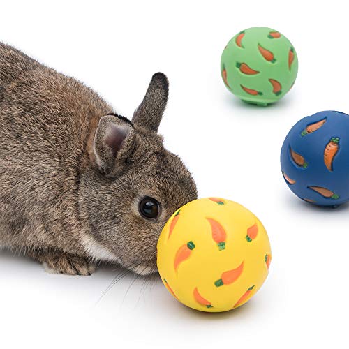 Niteangel Treat Ball, Snack Ball for Guinea Pigs, Rabbits, Hedgehogs and Other Small Pets (Small, Yellow, Blue & Green)