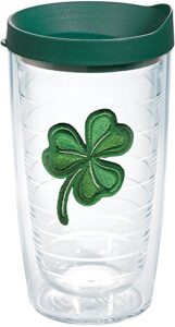 tervis shamrock made in usa double walled insulated tumbler cup keeps drinks cold & hot, 16oz, clear