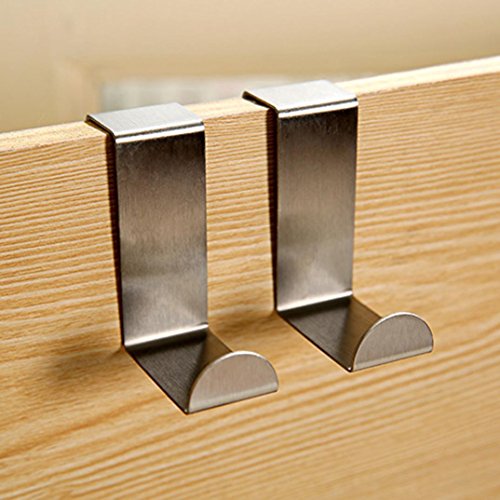 YJYdada 2PC Door Hook Stainless Kitchen Cabinet Clothes Hanger