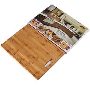 Cutting Boards,Large Bamboo Cutting Board With 3 Built-In Compartments And Juice Grooves - Kitchen Chopping Board for Meat (Butcher Block) Cheese and Vegetables(17 x 12.6")