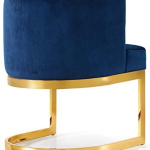 Meridian Furniture Gianna Collection Modern | Contemporary Velvet Upholstered Dining Chair with Polished Gold Metal Frame, 24" W x 22" D x 29.5" H, Navy