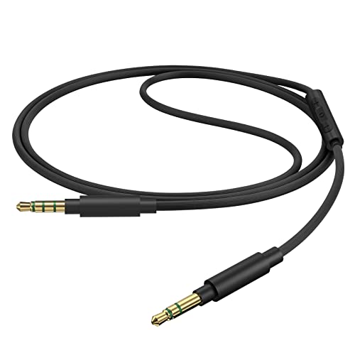 GEEKRIA QuickFit Audio Cable with Mic Compatible with Beats Studio Pro, Mixr Pro, Solo3.0, Solo2.0 Cable, 3.5mm Aux Replacement Stereo Cord with Inline Microphone and Volume Control (4 ft/1.2 m)