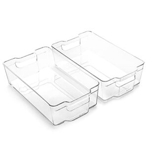 bino | stackable storage bins, x-large - 2 pack | the stacker collection | clear plastic storage bins | built-in handle | bpa-free | containers for organizing kitchen pantry | multi-use organizer bins