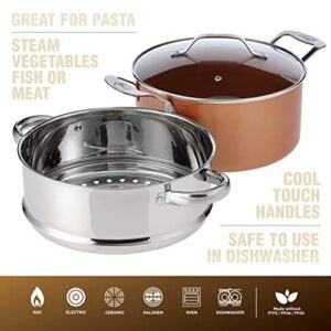 Gotham Steel 10-Piece Kitchen Set with Non-Stick Ti-Cerama Coating by Chef Daniel Green - Includes Skillets, Fry Pans, Stock Pots and Steamer Insert – Copper