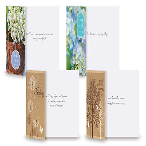 Mega Sympathy Greeting Card Value Pack - Set of 40 (20 designs), Large 5" x 7", Sympathy Cards with Sentiments Inside, White Envelopes