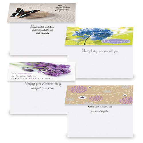 Mega Sympathy Greeting Card Value Pack - Set of 40 (20 designs), Large 5" x 7", Sympathy Cards with Sentiments Inside, White Envelopes