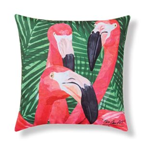 home & garden pink flamingo indoor outdoor pillow tropical beach premium decor decoration accent throw pillow 18" x 18" multi