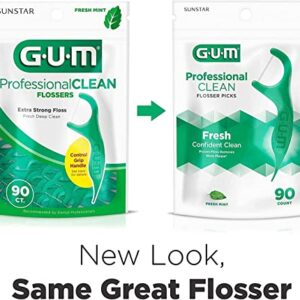 GUM Professional Clean Flossers Fresh Mint - 90 ct, Pack of 5