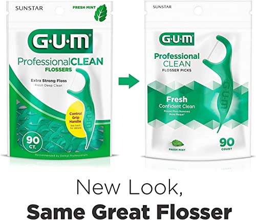 GUM Professional Clean Flossers Fresh Mint - 90 ct, Pack of 5