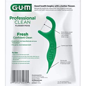 GUM Professional Clean Flossers Fresh Mint - 90 ct, Pack of 5