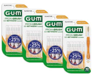 gum proxabrush go-betweens cleaners ultra tight - 10 count, pack of 4
