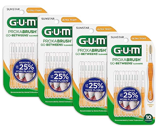 GUM Proxabrush Go-Betweens Cleaners Ultra Tight - 10 Count, Pack of 4