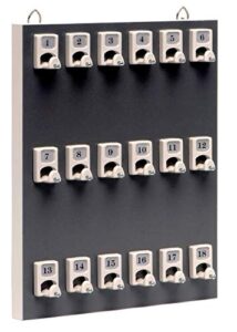 international stand company key rack, 18pgs with 18 numbered hooks for small businesses or residential (21 sets of tag & ring included) - made in usa