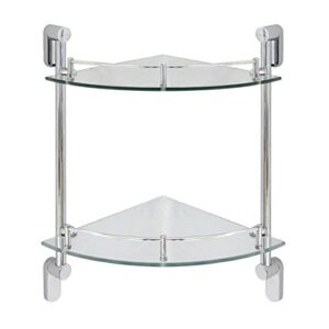 modona double corner glass shelf with pre-installed rail - polished chrome - oval series - 5 year warrantee